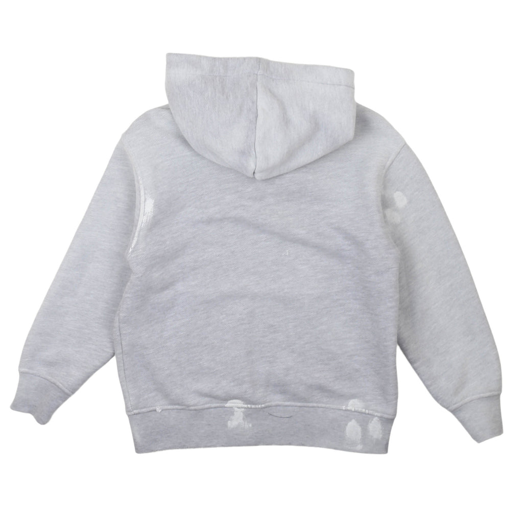 msgm - DIAGONAL FLEECE HOODIE BOY GRIGIO MELANG
