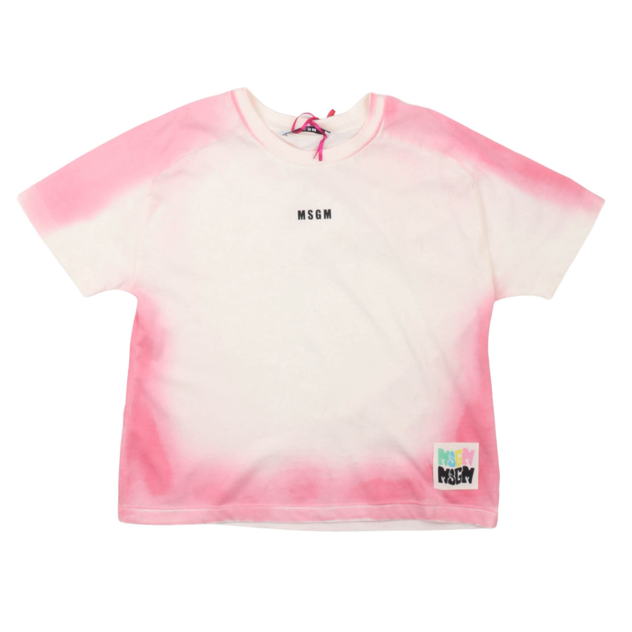 msgm - JERSEY AIRBRUSHED T-SHIRT GIRL PINK LILA