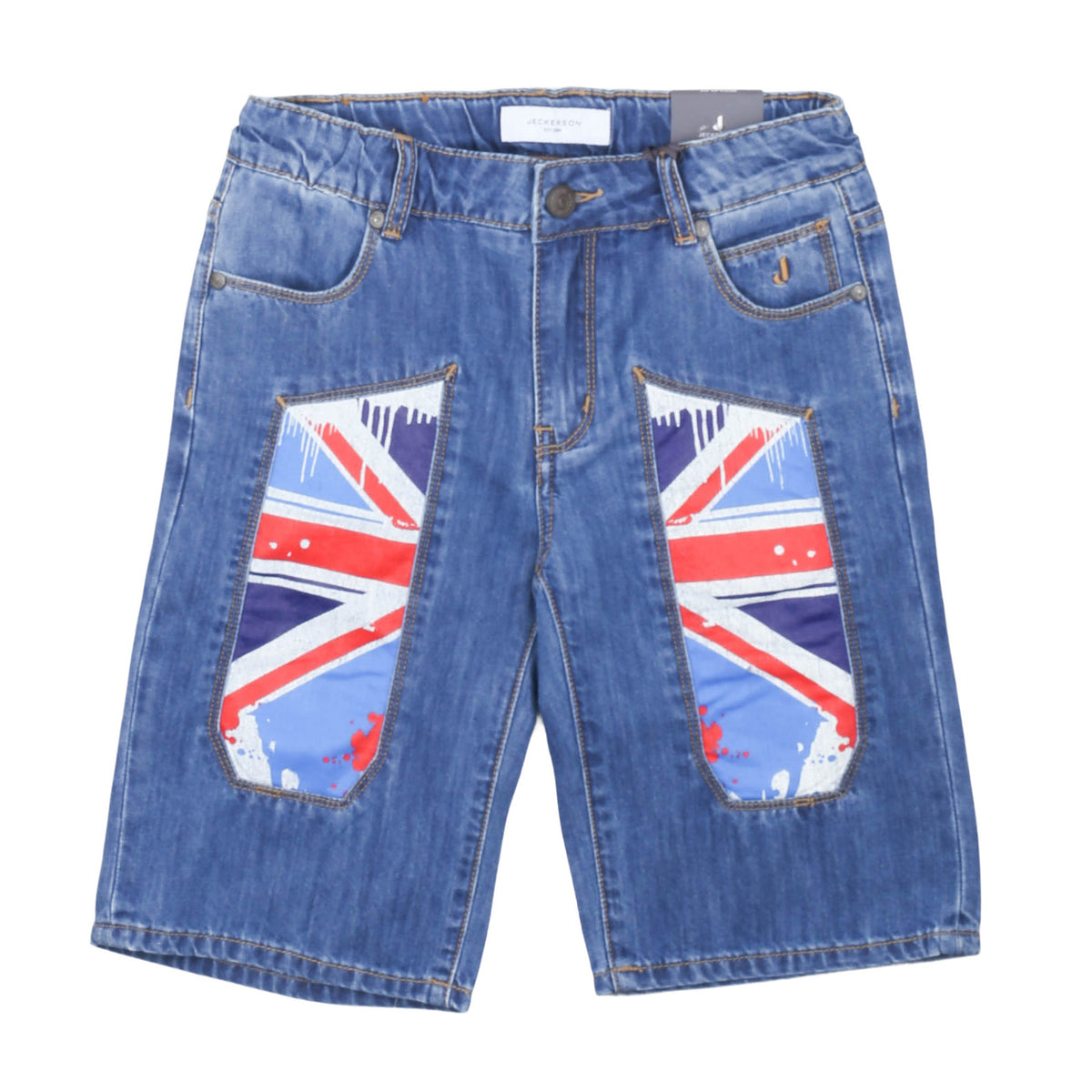 jeckerson - BERMUDA JEANS C/TOPPA STAMPATA